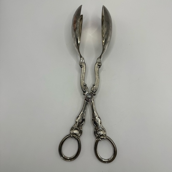 Sheffield EPNS Salad Serving Tongs Silver Plated England Ornate Pattern - Picture 6 of 7